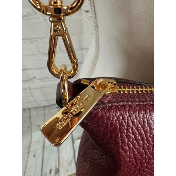 MICHAEL KORS Hyde oxblood color small pebbled leather satchel handbag NEW - Picture 5 of 13